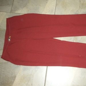 Lucidez Brick Red Split Hem Dress Pants Slacks